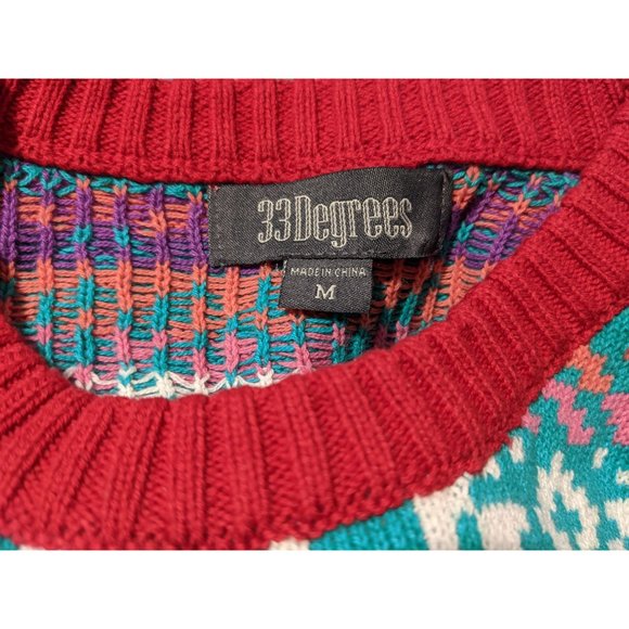 33 Degrees Christmas pink Santa Flamingo sweater sz M - Picture 8 of 10